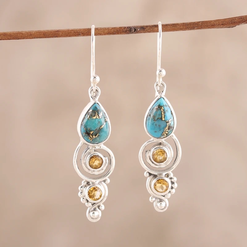 Women's Vintage Spiral Layer Hook Drop Dangle Earrings, Bohemian Style